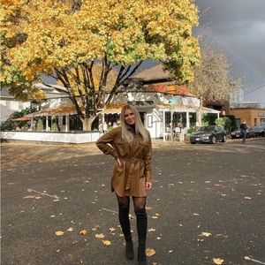 Zara faux leather belted dress